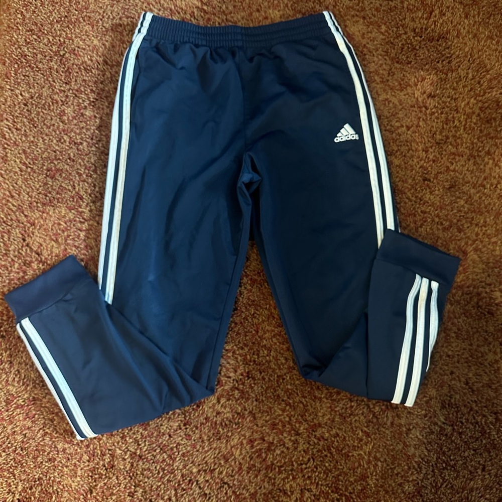 Adidas tricot joggers, boys husky 14/16, navy, excellent condition